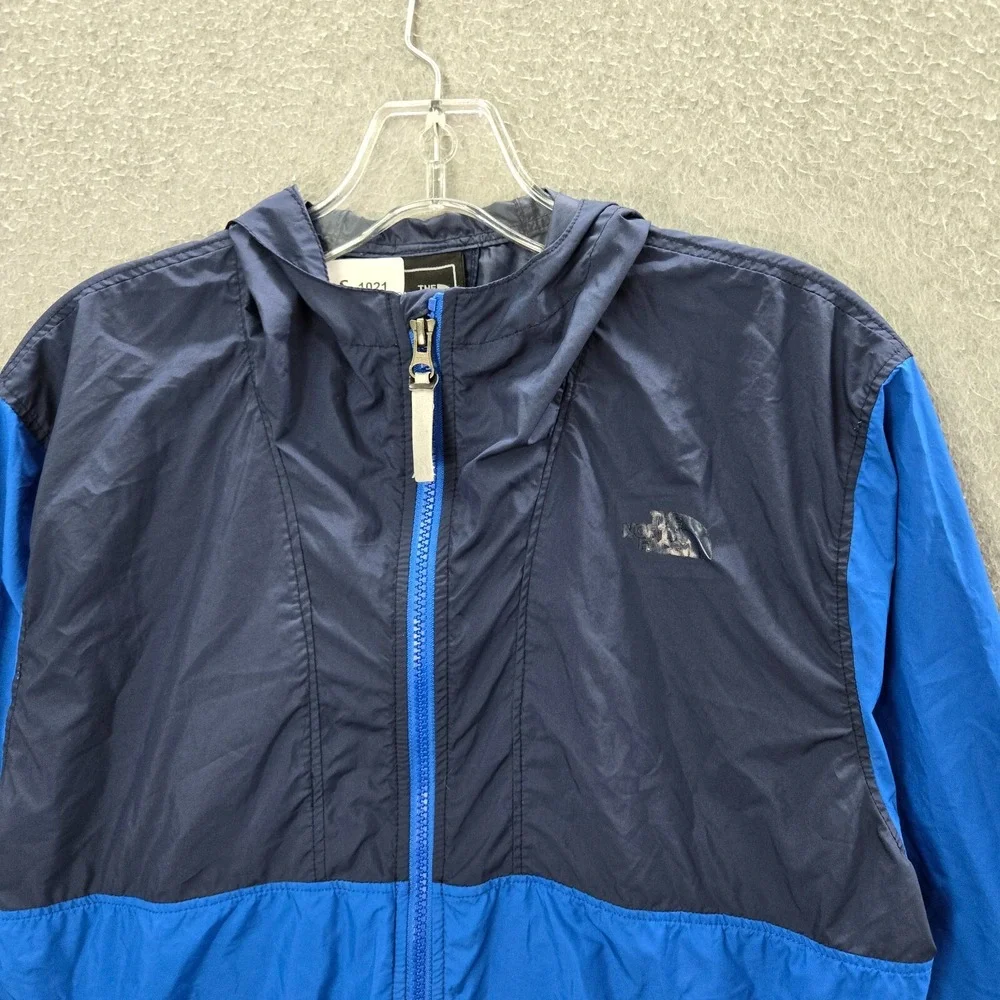 The North Face Men Jacket Medium Blue‎ Colorblock Windbreaker Full Zip Hooded